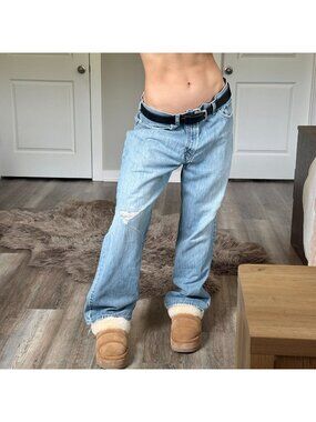 Vintage Y2K Grunge Old Navy Light Wash Jeans Mens 36(34) Distressed Skater Denim